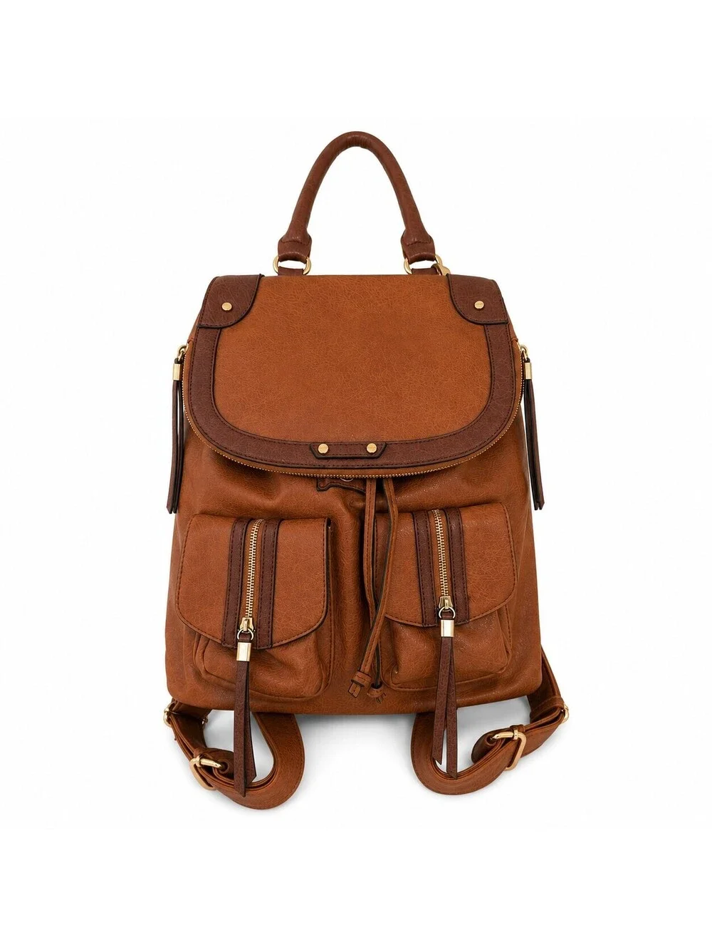 Sole Society Faux Leather Brown Backpack